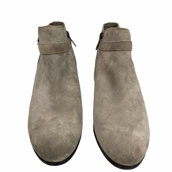 Sam Edelman Pirro Suede Ankle Booties Putty Size 9 Stacked Heel - Picture 5 of 9